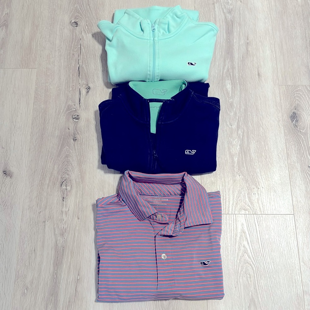 Boys Vinyard Vines sweaters  size L - bundle of 3 (2 zip up sweaters and 1 polo)